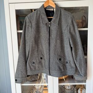 Vintage Susan Bristol Zip-Front Wool Blend Herringbone Jacket